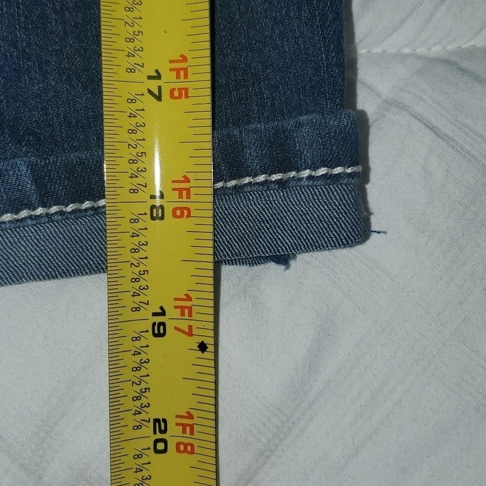 New Direction Weekend Blue Jean Shorts with Studs and Cuffed Leg - Picture 6 of 11